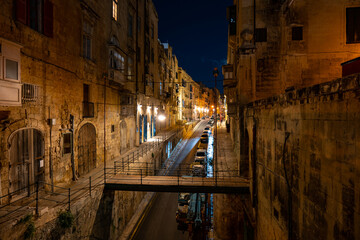The night city in Malta with long exposure