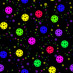 pickleball seamless pattern. pickleball balls on black background