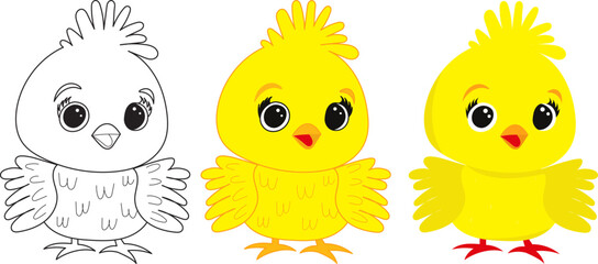 cartoon chick in flat style isolated vector
