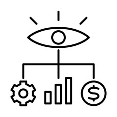 Business icon logo with supervision icon. The supervision icon is depicted with eyes overseeing some business activities