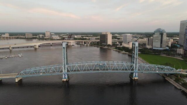 Aerial view of the John T. Alsop Jr. Bridge in Jacksonville, Florida.
