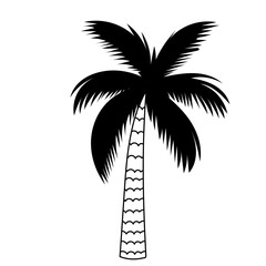 palm tree doodle silhouette isolated vector