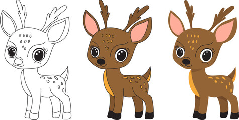 cartoon deer in flat style isolated vector