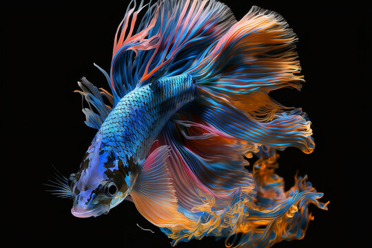 Colorful siamese fighting fish. Generative AI. 