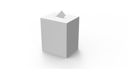 3d illustration ballot box on a white isolated background. Stock image.