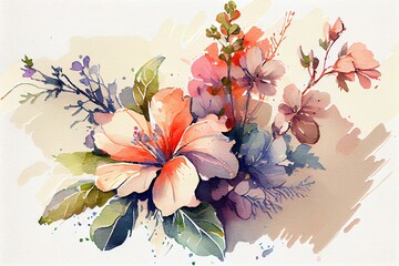 Obraz na płótnie Canvas flowers, watercolor style AI Generated