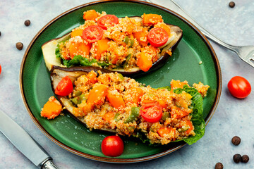 Baked stuffed eggplant, aubergine