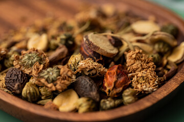 close up of dried flower tea