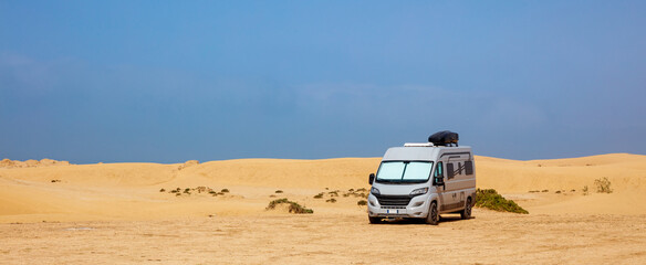 campervan in the desert in Morocco