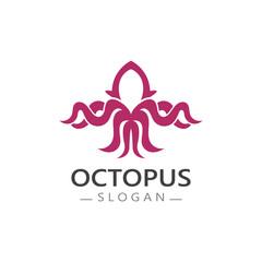 Octopus simple modern line art logo design template