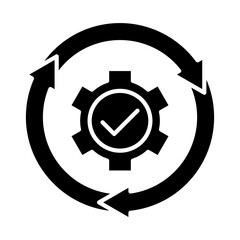 Business icon logo with process icon. The process icon is depicted with interrelated rotations with the aim of getting results