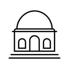 Islamic template, stencil, pattern, grey mosque, icon, isolated on white background. Vector.