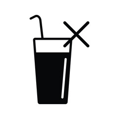 No drink allowed. Straw and drink cup icon. 