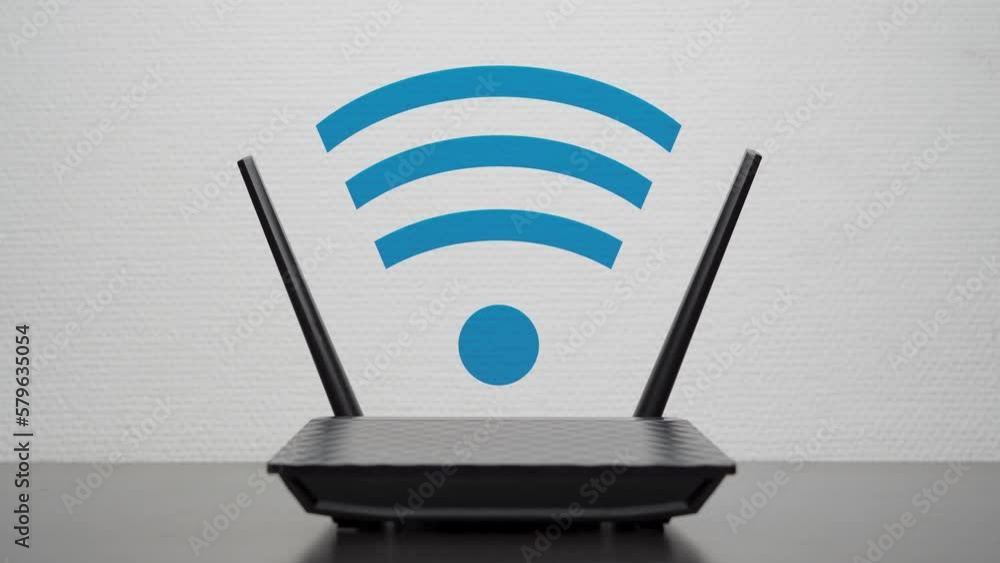 Poster wifi router with animated wifi signal icon
