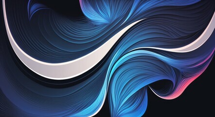 Fluid Waves and Curves: A Modern Header Design in Thistle, Midnight Blue, and Sky Blue Colors, Generative AI.