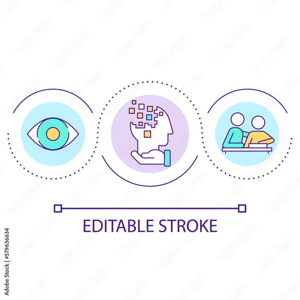 Poster alzheimer disease loop concept icon. dementia and memory problems. patient assistance abstract idea 