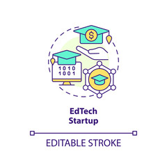 EdTech startup concept icon. Opportunities of e learning. Best foundation industry abstract idea thin line illustration. Isolated outline drawing. Editable stroke. Arial, Myriad Pro-Bold fonts used