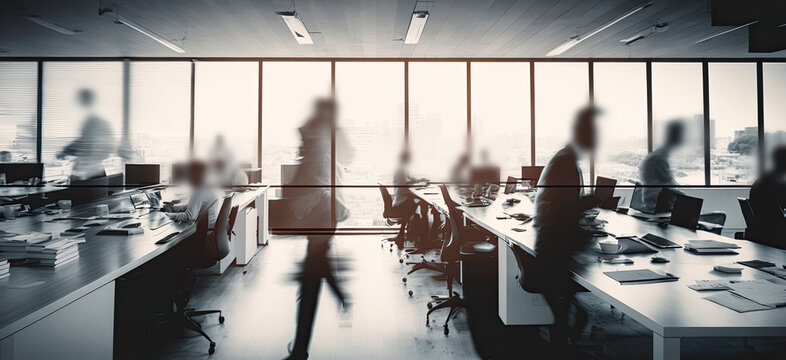A group of unrecognizable silhouettes of office workers. Generative ai.