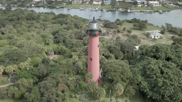 Aerial view of  a Lighthouse in Jupiter, Florida.
