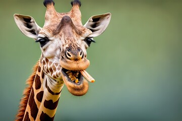 Obraz premium Funny Giraffe: Tongue Out. Photo generative AI