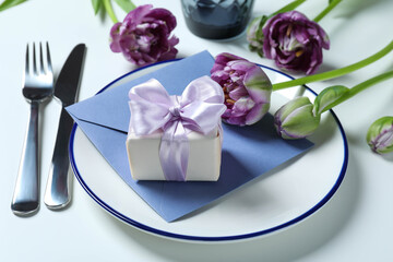 Concept of spring season beautiful table setting