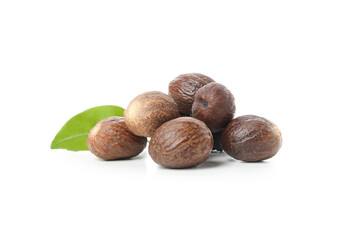 Shea nuts for making shea butter isolated on white background