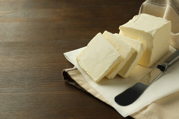 Concept of breakfast, eat food with butter, space for text