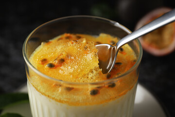 Concept of delicious food - Passion fruit mousse