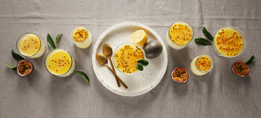 Concept of delicious food - Passion fruit mousse