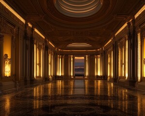 Light in the end of tunnel, Masterpiece architecture, Interior of church, Interior of a luxury restaurant, Luxury hotel, Generative AI