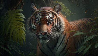 Obraz premium Majestic Chinese Tiger Roaming Through the Jungle
