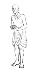 Bald Egyptian servant. Pencil drawing