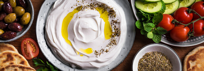 Labneh yogurt cream cheese for breakfast