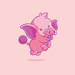 Funny baby pig vector illustration