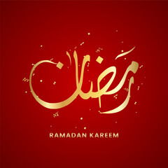 golden ramadan kareem with red background
