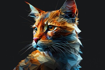 Geometric Polygon Style Cat Illustration