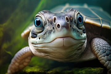 Smiling Turtle Portrait. Photo generative AI