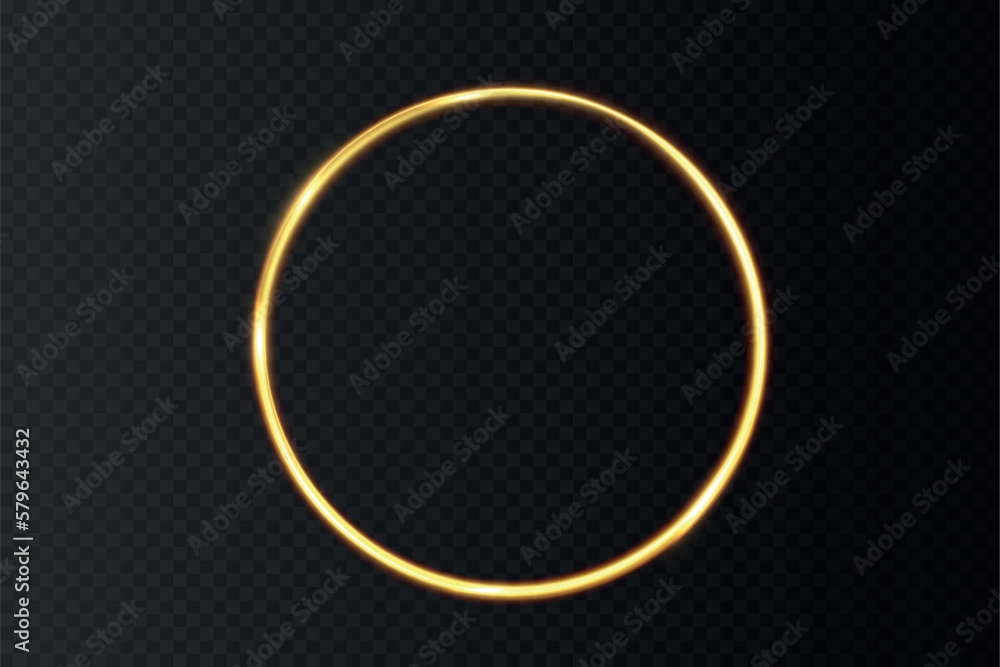 Poster golden circle with fire effects.light effect.vector.