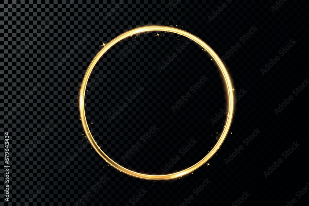 Poster golden circle with fire effects.light effect.vector.
