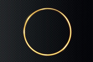Golden circle with fire effects.Light effect.Vector.