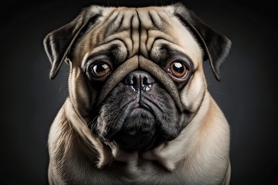 Portrait of Sad dog with Gloomy Expression. Photo generative AI