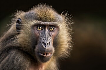 Obraz premium Portrait of baboon from Africa. Photo generative AI