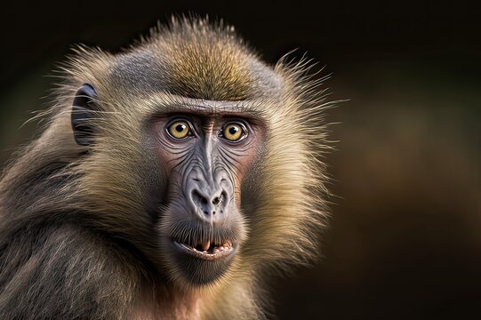 Portrait of baboon from Africa. Photo generative AI