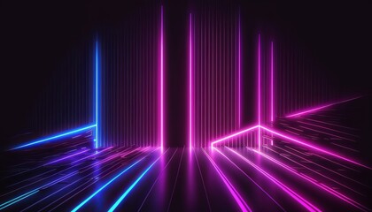 Pink and blue neon lines background.