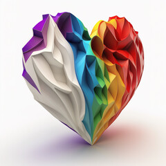 3d heart shape of different rainbow colors isolated on white. Valentine's Day. LGBT concept. generate by ai