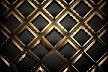 Golden Luxe: A Dark and Elegant Abstract Metal Background with Geometric Texture and Light Lines. Generative AI