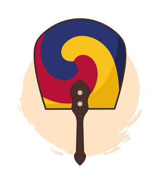 Flat illustration of Buchae (korean traditional fan)