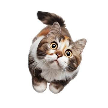 kitten standing and looking up , isolated on transparent background cutout , generative ai