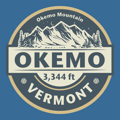 Abstract stamp or emblem with the Okemo, Vermont, vector illustration - 579646898