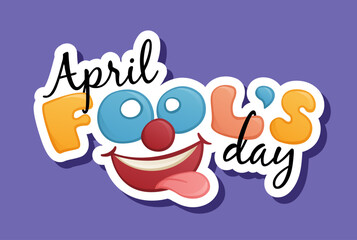 April fools day card design background, laughing cartoon faces prank banner.